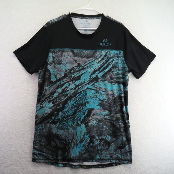 Realtree Other - Realtree Shirt Mens Size Large Fishing Black Teal Graphic Short Sleeve